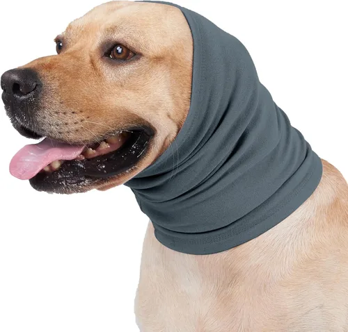 Miniatura 10 de Envolturas para las orejas sin sacudidas para perros, suave con capucha calmante para perros, orejeras para ansiedad, aseo, baño, natación, Negro