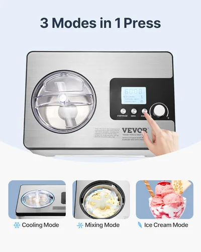Miniatura 4 de VEVOR Fabricante de helados automática con compresor integrado, 2 cuartos de galón, máquina de yogur de frutas sin precongelación