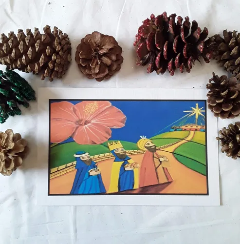 Miniatura 2 de Arte floral de Puerto Rico, tarjetas de felicitación de tres hombres sabios para todas las ocasiones, tarjeta de notas hecha a mano, 5 x 7 pulgadas