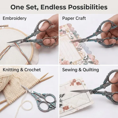 Miniatura 7 de Tijeras pequeñas para bordar con cubierta, asas bonitas y cómodas con puntas resistentes y afiladas para un corte preciso, tamaño perfecto
