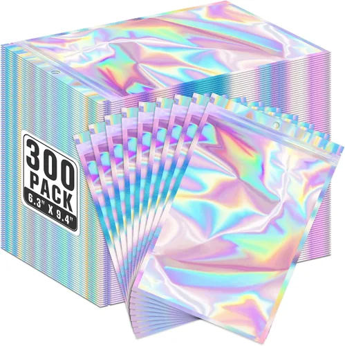 Miniatura 20 de ANZNKU 300 bolsas holográficas de Mylar resellables, bolsas resellables de 4x6 pulgadas para pequeñas empresas, bolsa de kit para resaca a prueba