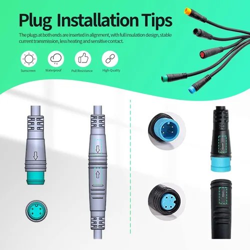 Miniatura 6 de Cable de extensión Ebike de 2/3/4/5/6 pines, enchufe impermeable hembra a macho para bicicleta eléctrica, motocicleta de transmisión media, kit