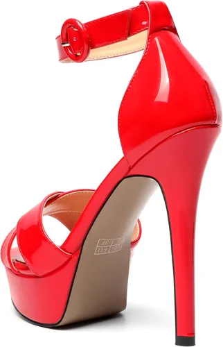 Miniatura 84 de MODENCOCO Sandalias de boda con correa de tobillo sexy para mujer, con plataforma y puntera abierta, tacón de aguja y tacón alto, zapatos de vestir