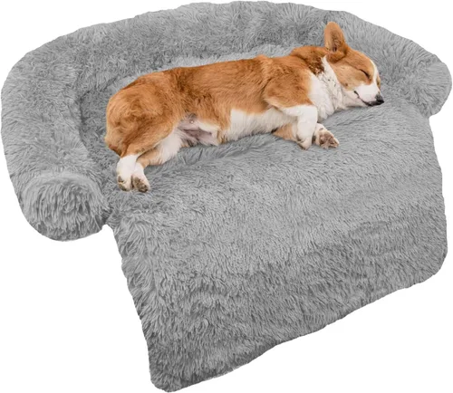 Miniatura 64 de Cama calmante para perro, tapete de felpa esponjoso para perros con protector de muebles con funda extraíble lavable para perros y gatos grandes