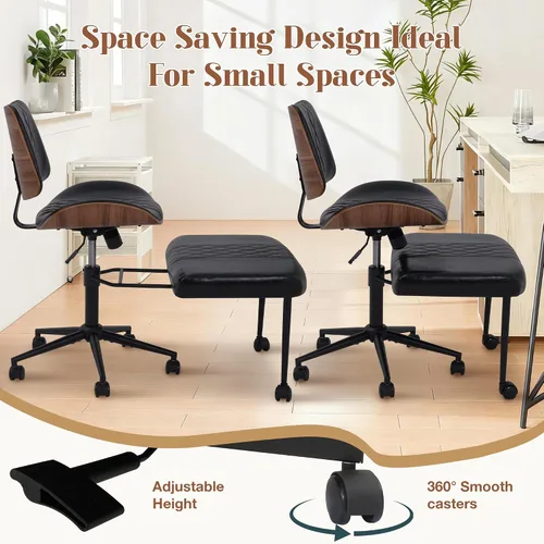Miniatura 3 de Silla de oficina ergonómica con patas cruzadas con ruedas, altura ajustable y giratoria de 360° para meditación, escritorio y yoga, diseño cruzado