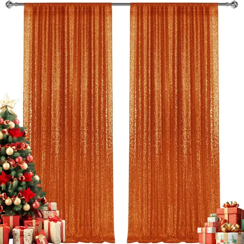 Miniatura 77 de 2 paneles de cortinas de fondo de lentejuelas verdes de 8 pies, cortinas de fondo de fotografía con purpurina para decoración de Navidad, boda