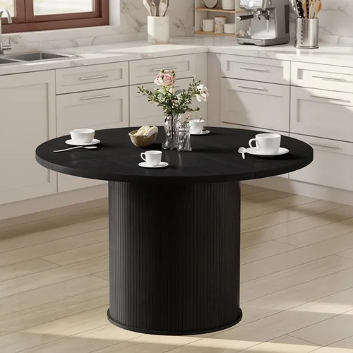 Miniatura 8 de HOMMPA Mesa de comedor redonda de 48 pulgadas para mesa de cocina de 4 a 6 pulgadas, mesa de comedor con base de tira de madera para cocina