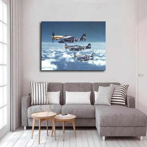 Miniatura 2 de Póster Mustang de la Segunda Guerra Mundial de Aviones de la Fuerza Aérea del Ejército P51 Mustang Impresión en Lienzo Inspirador Decoración