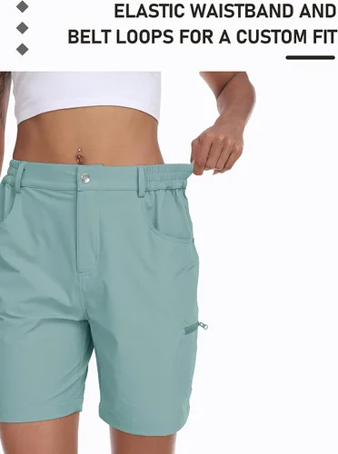 Miniatura 5 de MoFiz Pantalones cortos de senderismo para mujer, de 7 pulgadas, de secado rápido, pantalones cortos deportivos casuales de verano con bolsillos