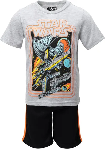 Miniatura 4 de STAR WARS Darth Vader Stormtrooper Millenium Falcon - Conjunto de camiseta y pantalones cortos de malla con gráfico de Halcón Milenio