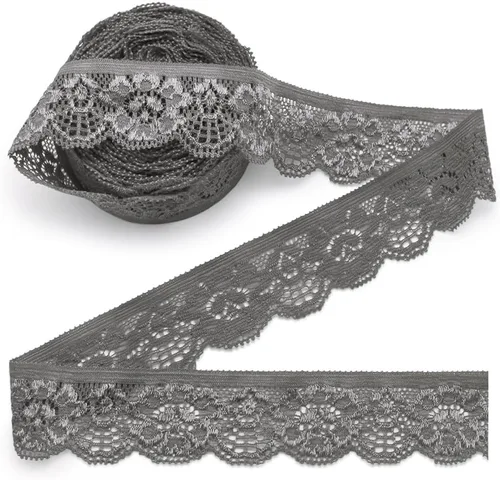 Miniatura 12 de SEMINI Cinta elástica de encaje de 1 pulgada de ancho para costura, manualidades, boda, fiesta, decoración, ropa (beige)