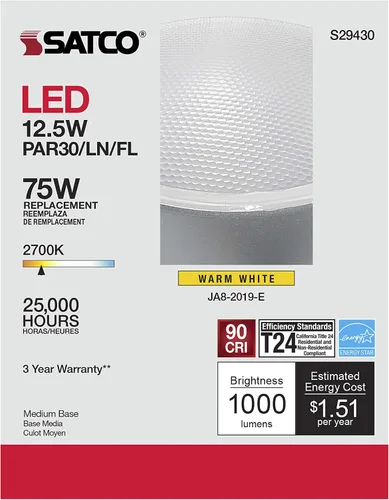 Miniatura 7 de Satco S29430-12.5 vatios PAR30LN bombillas LED; 2700 K; (12 bombillas LED)