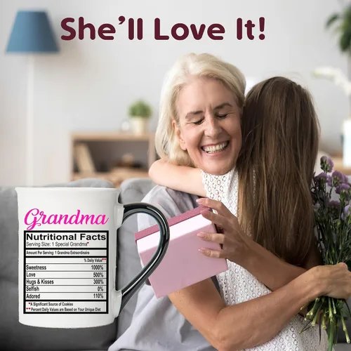 Miniatura 9 de Cottage Creek Taza de café para abuela, taza de café grande de cerámica con datos nutricionales de 16 onzas para abuela, regalos de cumpleaños