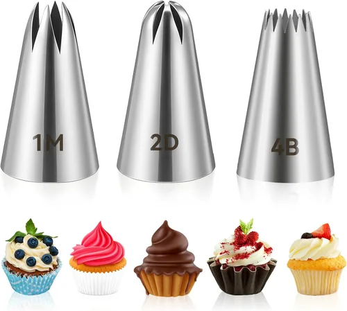 Miniatura 20 de 3 piezas puntas para decorar pasteles 1M, suministros de decoración, boquillas para crema de mantequilla, glaseado, pasteles de cumpleaños, cupcakes