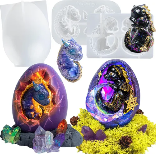 Miniatura 7 de Molde de silicona de huevo de dragón Fundición de resina epoxi arcilla de polímero Proyectos artesanales Eggling