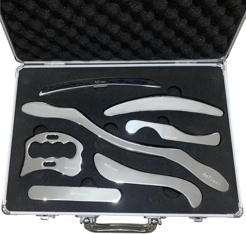 Gua Sha de acero inoxidable médico Gua Sha Scraping Juego de herramientas de masaje IASTM (7 piezas) gran herramienta de movilización de tejidos
