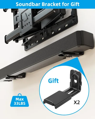 Miniatura 2 de HOME VISION Soporte de pared para TV de movimiento completo con soporte de barra de sonido para televisores de 32 a 70 pulgadas, brazos dobles