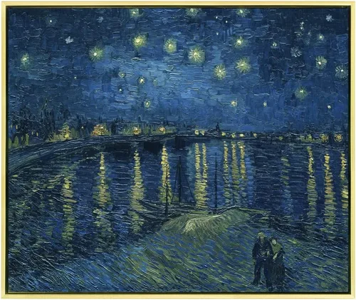 Miniatura 9 de Wieco Art Cuadro enmarcado dorado Noche estrellada sobre el Ródano Impresiones en lienzo Arte de pared de Van Gogh Pinturas reproducción Impresiones