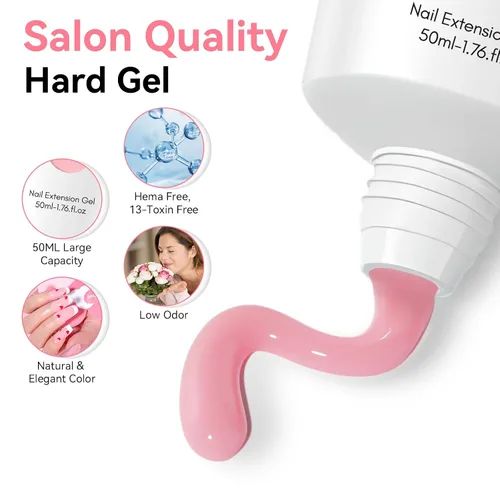 Miniatura 6 de Makartt - Gel de uñas de polietileno: constructor rosa natural de 1.7 oz (50 ml) para extensión de uñas, fortalecedor, diseño de arte de uñas