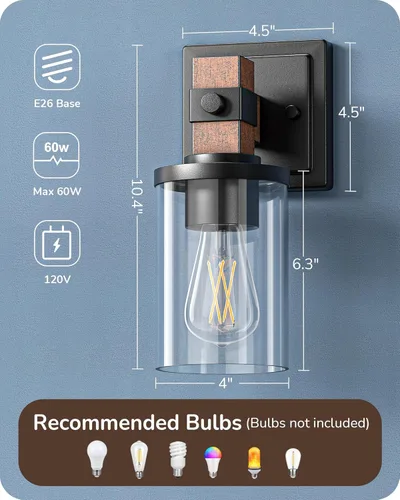 Miniatura 7 de EDISHINE Juego de apliques de pared de 2, accesorios de iluminación de tocador de estilo granja para baño, lámpara de montaje en pared rústica