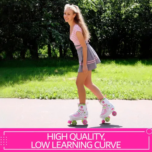 Miniatura 7 de XinoSports - Patines ajustables para niños y niñas con ruedas iluminadas (de 5 a 20 años) - Patines con ruedas iluminadoras Rosa