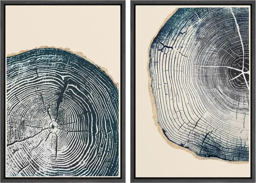 Miniatura 147 de MUDECOR Impresión en Lienzo Enmarcado Arte de Pared Anillos de Árbol de Madera de Roble Ilustración de la Naturaleza Arte Moderno Decorativo