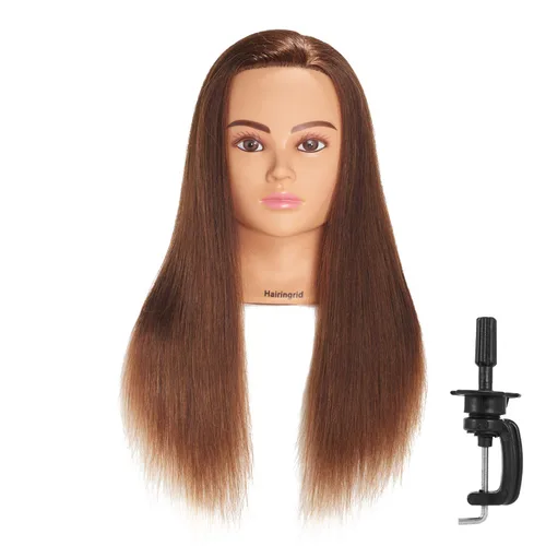 Miniatura 8 de Hairingrid Cabeza de maniquí 28"-30" 100% Cabello Humano para Peluquería y Cosmetología, Soporte de Abrazadera Incluido (R71619LB0624)