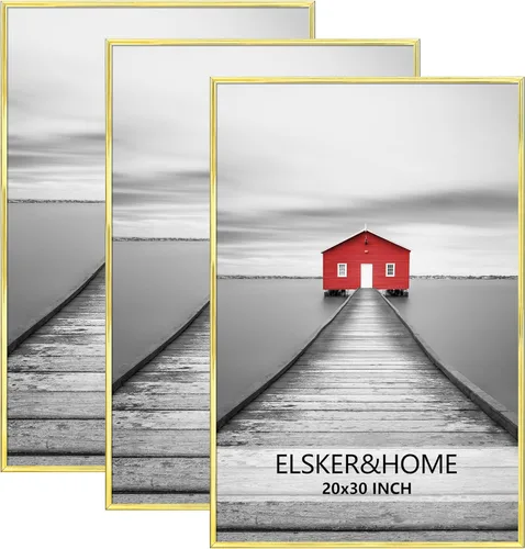Miniatura 42 de ELSKER&HOME 18x24 Marco para Póster 3 Pack, Marco Plateado para Montaje Horizontal o Vertical en la Pared, Resistente y a Prueba de Arañazos