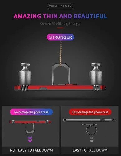 Miniatura 4 de YaHan Funda para Xiaomi Redmi Note 8, anillo giratorio de 360 grados, soporte híbrido, resistente, de doble capa, a prueba de golpes, con protector