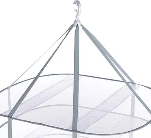 Miniatura 4 de Estante de secado plegable de 3 niveles, capacidad de 10 libras, ahorro de espacio, secadora colgante con banda de fijación, estante apilable
