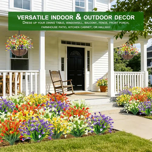 Miniatura 8 de TURNMEON 12 paquetes de flores artificiales de lirio de cala (240 cabezas), plantas falsas para exteriores, plantas falsas resistentes a los rayos