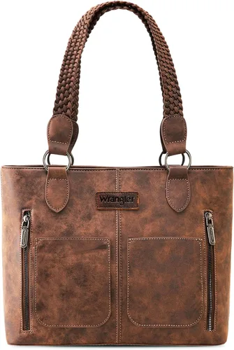 Wrangler Bolso de mano desgastado para mujer, bolso occidental con múltiples bolsillos, bolso de mano y bolso de hombro