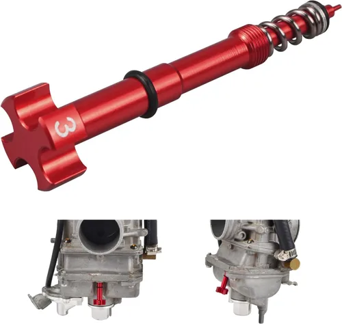 NICECNC Tornillo ajustador universal rojo de mezcla de aire/combustible Keihin FCR para motocicletas compatibles con Honda, Yamaha, Kawasaki,