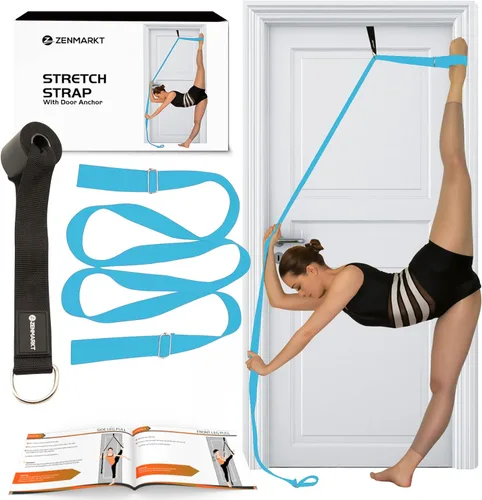 Miniatura 10 de Soga de estiramiento con anclaje de puerta - Equipo de estiramiento para mejorar la flexibilidad de las piernas - Entrenador de rajadas para el Negro