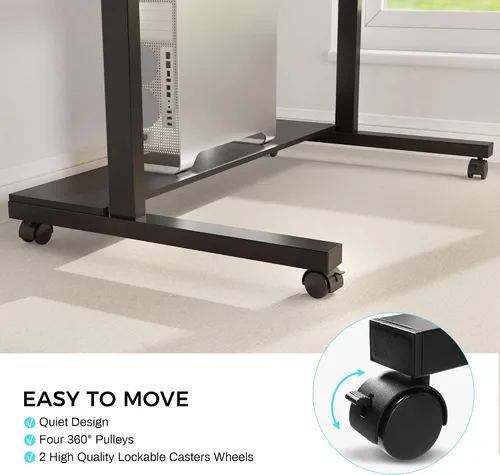 Miniatura 9 de EUREKA ERGONOMIC Escritorio móvil de pie ajustable en altura, estación de trabajo de computadora con estante para monitor, escritorio portátil