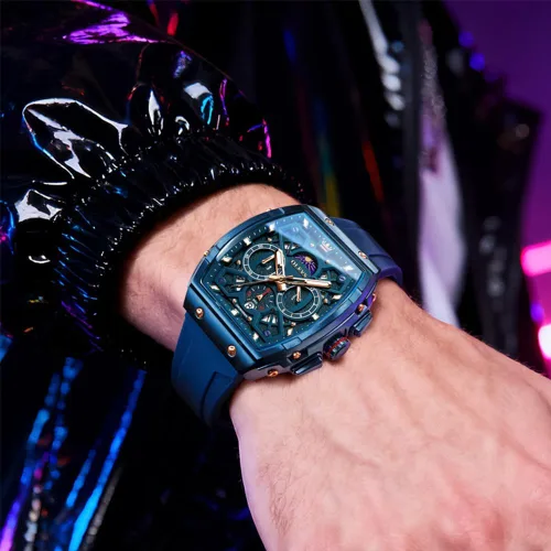 Miniatura 7 de OLEVS - Relojes para hombre, de cuero marrón, caja dorada, analógico, de cuarzo, de moda, para negocios, reloj de vestir, con fecha, luminoso