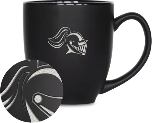Miniatura 150 de Rico Industries - Taza de cerámica mate negra con grabado láser estándar de 15oz para NCAA (escuelas T & U) - Para bebidas calientes o frías