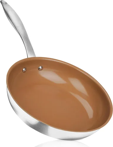 Miniatura 9 de Duxtop Sartén antiadherente de cerámica, sartén de inducción de acero inoxidable, sartén de 9.5 pulgadas con parte inferior adherida a impactos