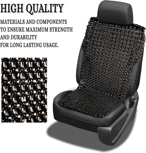 Miniatura 2 de Zento Deals Funda para Asiento con Cuentas de Madera Negra Royal, Cojín de Confort Premium con Masaje Fresco - Reduce la Fatiga en el Coche, Camión