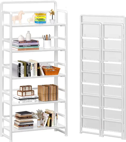 Miniatura 19 de 4NM Estantería plegable sin montaje, estante de almacenamiento para libros con estantes de 3 niveles, estilo vintage. Organizador de oficina y Todo