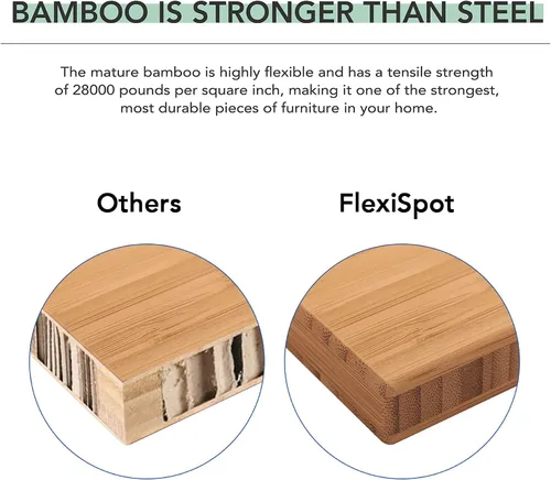 Miniatura 7 de FlexiSpot E6 Bamboo - Escritorio eléctrico de pie de 3 etapas con motor dual de 48 x 24 pulgadas, soporta 220 libras, altura ajustable con ajustes