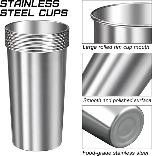 Miniatura 3 de Ruisita Paquete de 6 vasos de acero inoxidable de 20 onzas, de metal, inastillables, apilables, para adultos o niños (20 oz/20.3 fl oz)