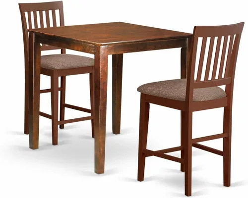 Miniatura 13 de East West Furniture VERN3-WHI-W - Juego de pub de 3 piezas de altura de mostrador para espacios pequeños contiene una mesa de comedor cuadrada y 2