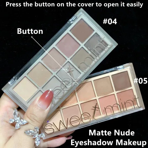 Miniatura 8 de Go Ho Paleta de sombra de ojos de 10 colores, paleta de sombra de ojos mate para mujeres mayores, tonos mezclables altamente pigmentados, paleta