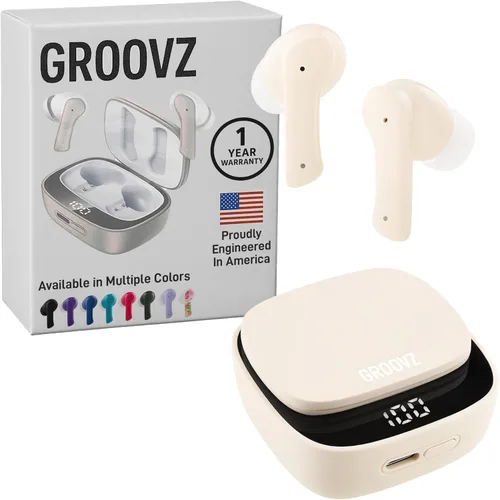 Miniatura 14 de Auriculares inalámbricos verdaderos Groovz con estuche de carga - Diseñados y fabricados en Estados Unidos - Auriculares Bluetooth resistentes al