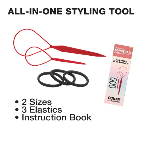 Miniatura 2 de Conair Topsy - Herramienta para el cabello de cola de caballo, incluye kit de peinado incluido - Juego de 5 piezas Negro