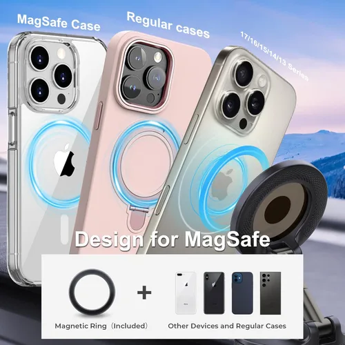 Miniatura 2 de WRJ Soporte de teléfono para automóvil, [96+LBS Suction+2500gf Magnetic] Soporte de teléfono ajustable de 360° para Magsafe, soporte de teléfono