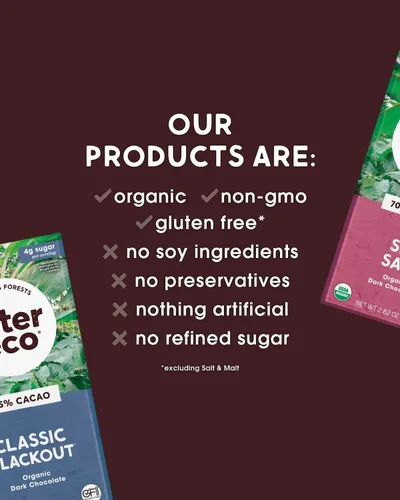 Miniatura 4 de Alter Eco Barras de chocolate negro Cacao oscuro puro, comercio justo, orgánico, sin OMG, sin gluten (paquete de 4 quinoa crujiente)