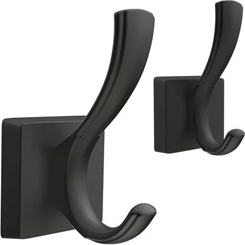 TOFIIGREM Ganchos negros para toallas, ganchos para abrigos y batas de baño, para entrada, vestíbulo, piscina, para montar en la pared, para colgar