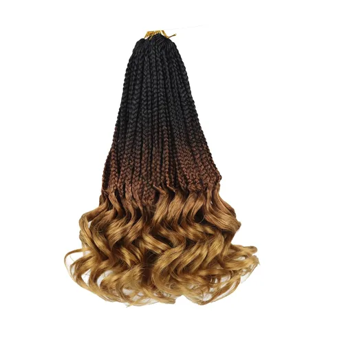 Miniatura 17 de Trenzas de ganchillo rizado francés T33, cabello pre-anillado 10 pulgadas, trenzas cortas rizadas francesas con extremos rizados, trenzas box